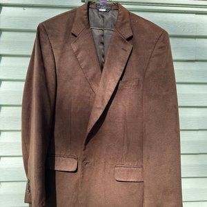 men brown 100%polyester chamois suit /blazer 44L
